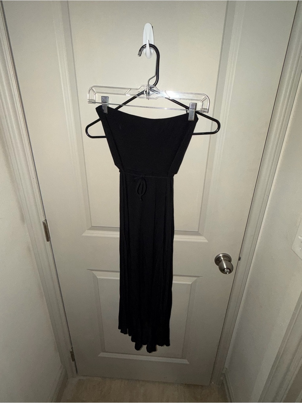 Motherhood Black Strapless Maxi with Tie Waist